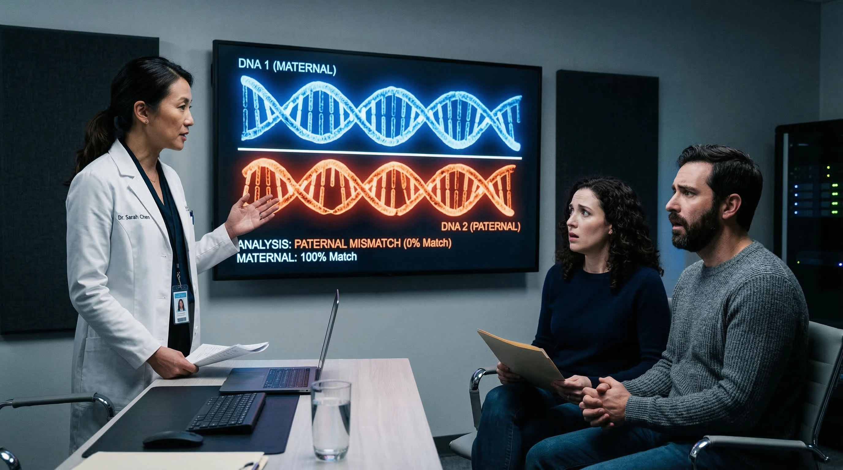 A minimalist hightech photograph of a genetic coun delpmaspu