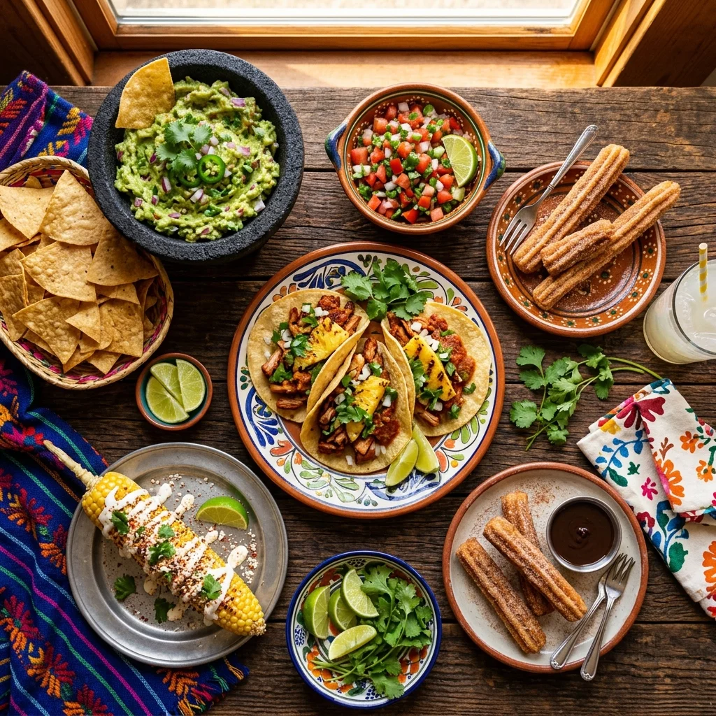 Authentic Mexican food spread